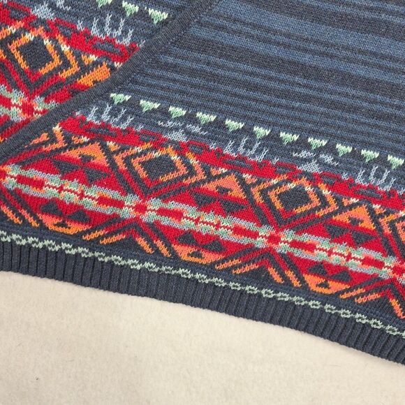 Chaps Vintage Sweater High Low Vest Women's Size Large Blue Aztec Southwestern - Picture 2 of 8
